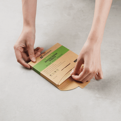 Pastry Tek Unbleached Parchment Paper Baking Sheet - Precut, Silicone Coated, Compostable - 5" x 5" - 200 count box