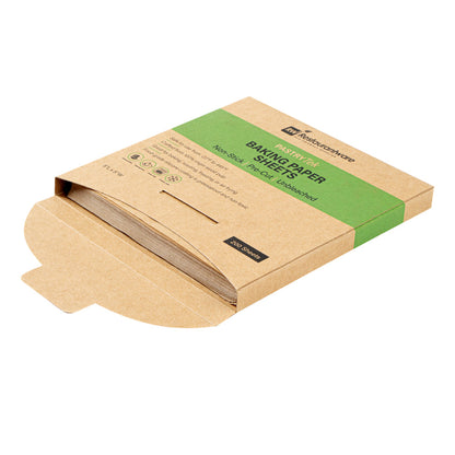 Pastry Tek Unbleached Parchment Paper Baking Sheet - Precut, Silicone Coated, Compostable - 5" x 5" - 200 count box