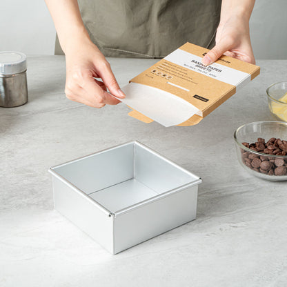 Pastry Tek White Parchment Paper Baking Sheet - Precut, Silicone Coated, Compostable - 5" x 5" - 200 count box