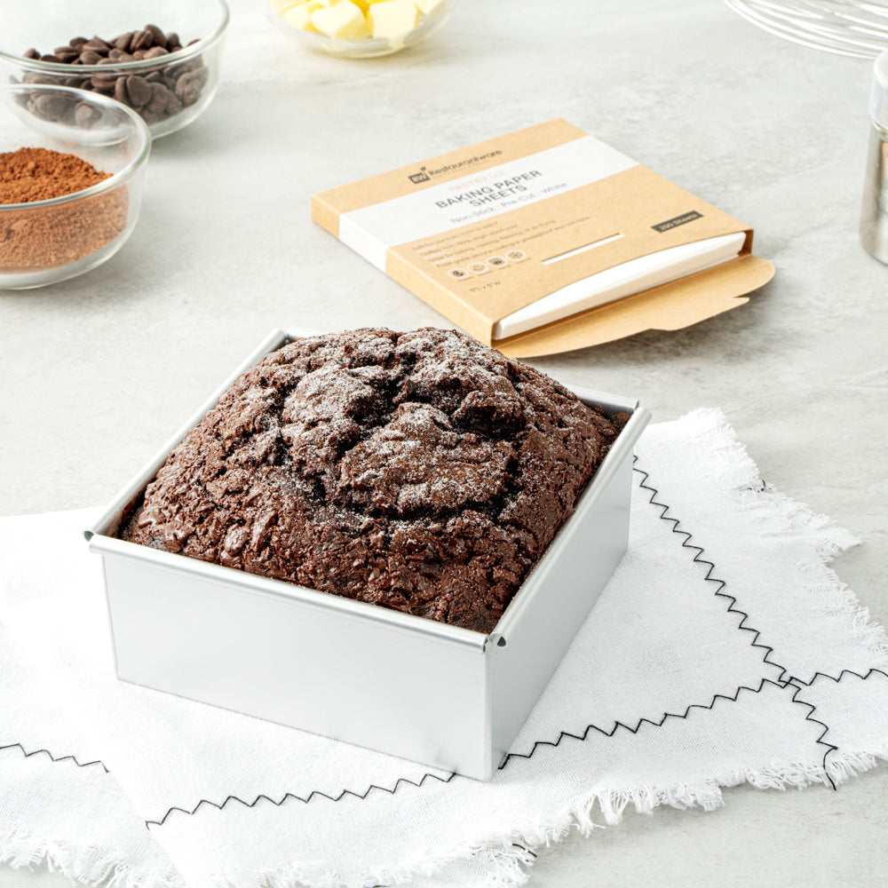 Pastry Tek White Parchment Paper Baking Sheet - Precut, Silicone Coated, Compostable - 5" x 5" - 200 count box