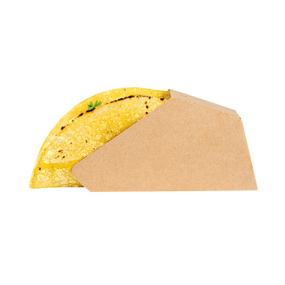 Bio Tek Kraft Paper Small Taco Holder - Greaseproof - 4" x 1 1/4" x 2 1/4" - 200 count box