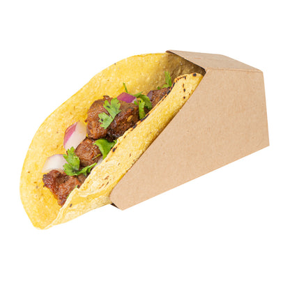 Bio Tek Kraft Paper Small Taco Holder - Greaseproof - 4" x 1 1/4" x 2 1/4" - 200 count box