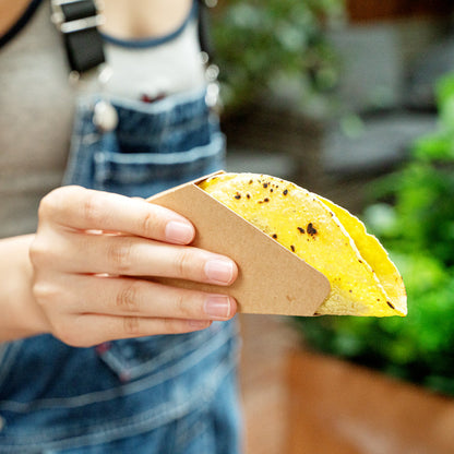Bio Tek Kraft Paper Small Taco Holder - Greaseproof - 4" x 1 1/4" x 2 1/4" - 200 count box