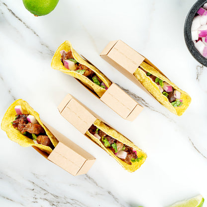Bio Tek Kraft Paper Small Taco Holder - Greaseproof - 4" x 1 1/4" x 2 1/4" - 200 count box