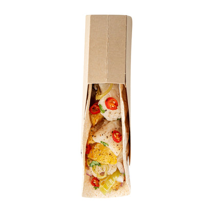 Bio Tek Kraft Paper Large Taco Holder - Greaseproof - 6 1/4" x 2" x 3 3/4" - 200 count box