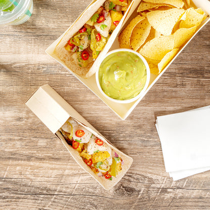 Bio Tek Kraft Paper Large Taco Holder - Greaseproof - 6 1/4" x 2" x 3 3/4" - 200 count box