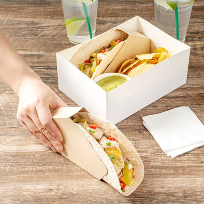 Bio Tek Kraft Paper Large Taco Holder - Greaseproof - 6 1/4" x 2" x 3 3/4" - 200 count box