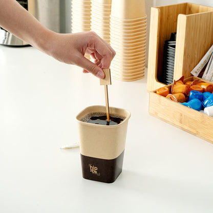 Hip 2 Be Square 12 oz Kraft and Brown Paper Hot / Cold Drinking Cup - Single Wall - 3 1/4" x 3 1/4" x 4 1/4" - 25 count box