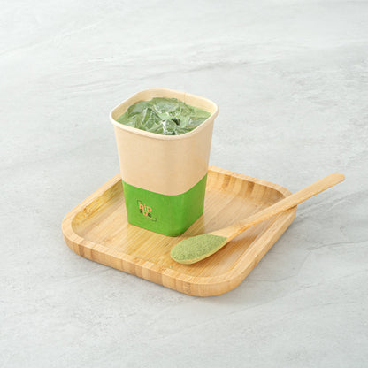 Hip 2 Be Square 12 oz Kraft and Green Paper Hot / Cold Drinking Cup - Single Wall - 3 1/4" x 3 1/4" x 4 1/4" - 500 count box
