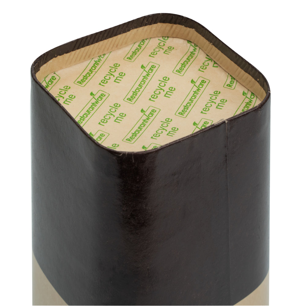 Hip 2 Be Square 16 oz Kraft and Brown Paper Hot / Cold Drinking Cup - Single Wall - 3 1/4" x 3 1/4" x 5 1/2" - 500 count box