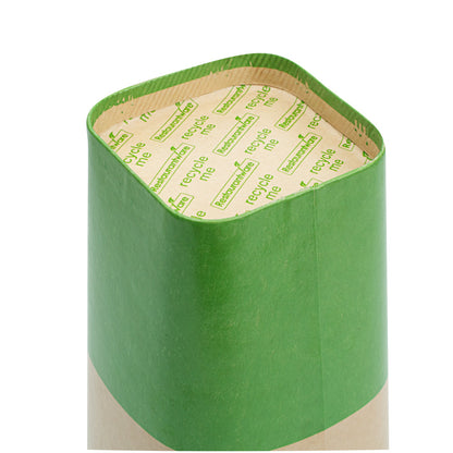 Hip 2 Be Square 16 oz Kraft and Green Paper Hot / Cold Drinking Cup - Single Wall - 3 1/4" x 3 1/4" x 5 1/2" - 25 count box