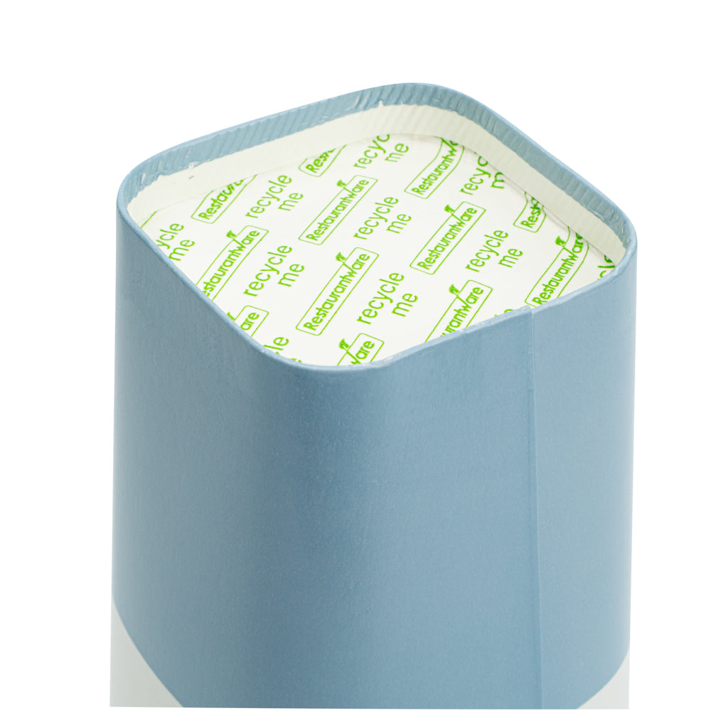 Hip 2 Be Square 16 oz White and Blue Paper Hot / Cold Drinking Cup - Single Wall - 3 1/4" x 3 1/4" x 5 1/2" - 25 count box