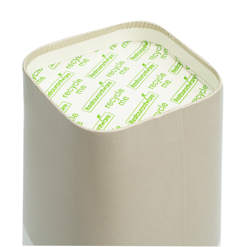 Hip 2 Be Square 16 oz White and Taupe Paper Hot / Cold Drinking Cup - Single Wall - 3 1/4" x 3 1/4" x 5 1/2" - 500 count box