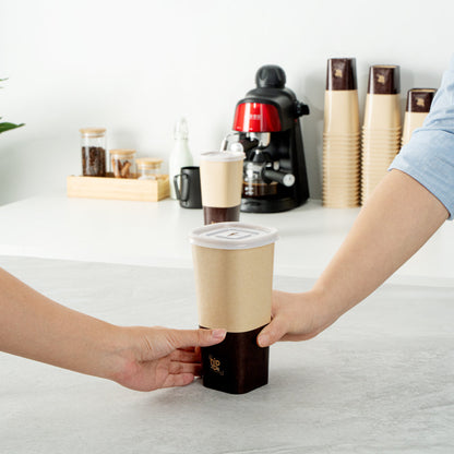 Hip 2 Be Square 22 oz Kraft and Brown Paper Hot / Cold Drinking Cup - Single Wall - 3 1/4" x 3 1/4" x 6 3/4" - 500 count box
