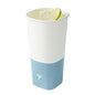 Hip 2 Be Square 22 oz White and Blue Paper Hot / Cold Drinking Cup - Single Wall - 3 1/4" x 3 1/4" x 6 3/4" - 25 count box