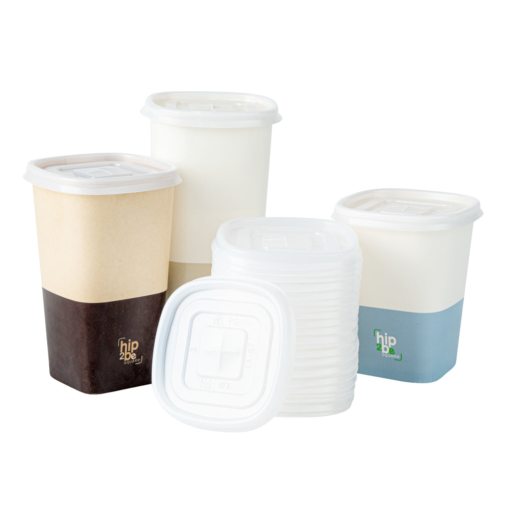Hip 2 Be Square Frosted Plastic Straw Lid - Fits 12, 16 and 22 oz - 25 count box