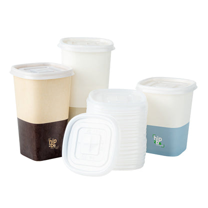 Hip 2 Be Square Frosted Plastic Straw Lid - Fits 12, 16 and 22 oz - 25 count box