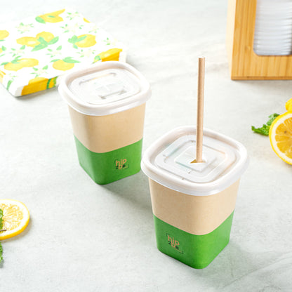 Hip 2 Be Square Frosted Plastic Straw Lid - Fits 12, 16 and 22 oz - 25 count box