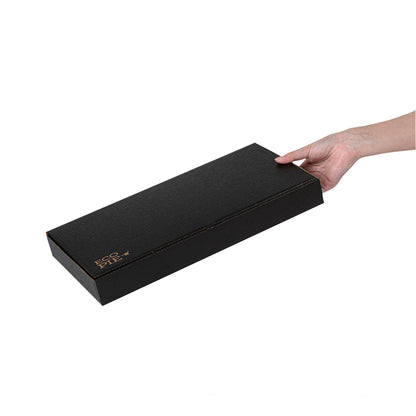 Eco Pie Kraft and Black Paper Corrugated Flatbread Box - 14" x 7" x 1 1/2" - 50 count box