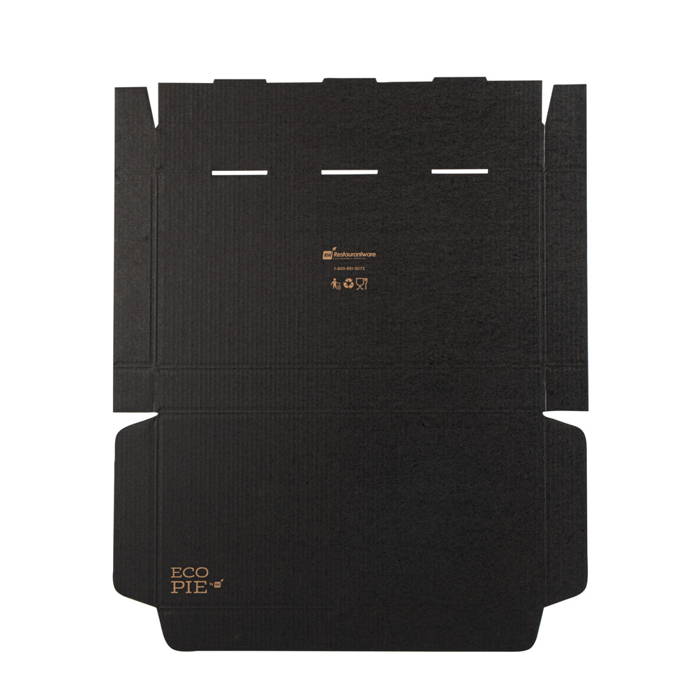 Eco Pie Kraft and Black Paper Corrugated Flatbread Box - 14" x 7" x 1 1/2" - 50 count box