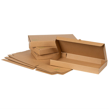 Eco Pie Kraft Paper Corrugated Flatbread Box - 14" x 7" x 1 1/2" - 50 count box
