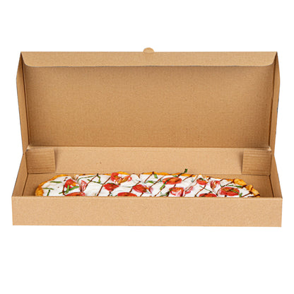 Eco Pie Kraft Paper Corrugated Flatbread Box - 14" x 7" x 1 1/2" - 50 count box