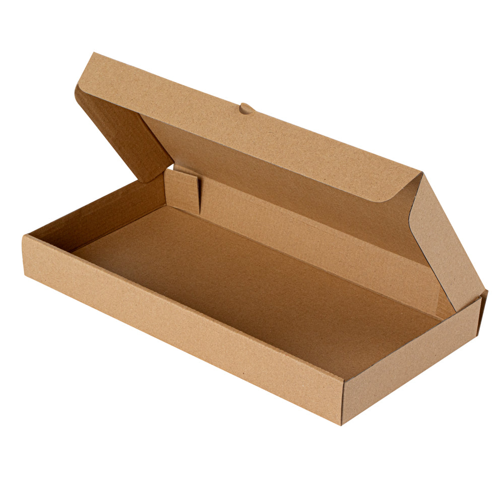Eco Pie Kraft Paper Corrugated Flatbread Box - 14" x 7" x 1 1/2" - 50 count box