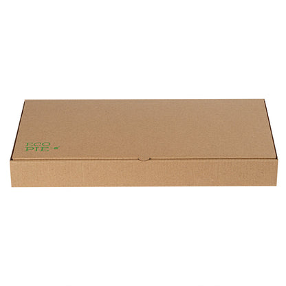 Eco Pie Kraft Paper Corrugated Flatbread Box - 14" x 7" x 1 1/2" - 50 count box