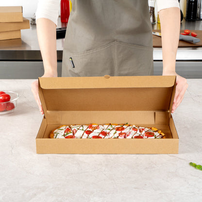 Eco Pie Kraft Paper Corrugated Flatbread Box - 14" x 7" x 1 1/2" - 50 count box