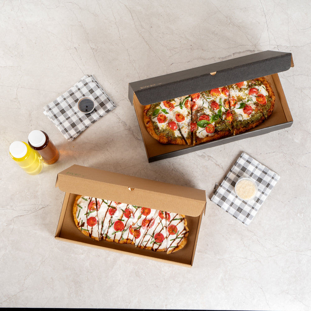 Eco Pie Kraft Paper Corrugated Flatbread Box - 14" x 7" x 1 1/2" - 50 count box