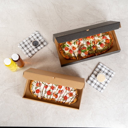 Eco Pie Kraft Paper Corrugated Flatbread Box - 14" x 7" x 1 1/2" - 50 count box