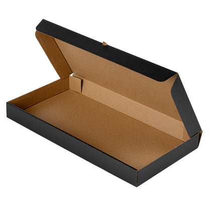 Eco Pie Kraft and Black Paper Corrugated Flatbread Box - 16" x 8" x 1 1/2" - 50 count box