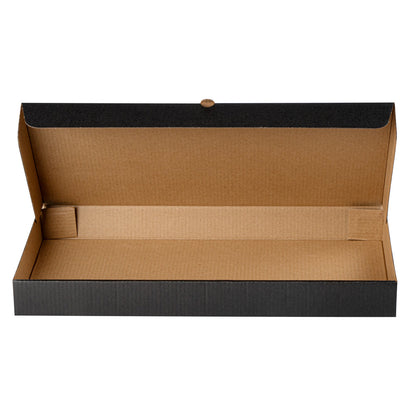 Eco Pie Kraft and Black Paper Corrugated Flatbread Box - 16" x 8" x 1 1/2" - 50 count box