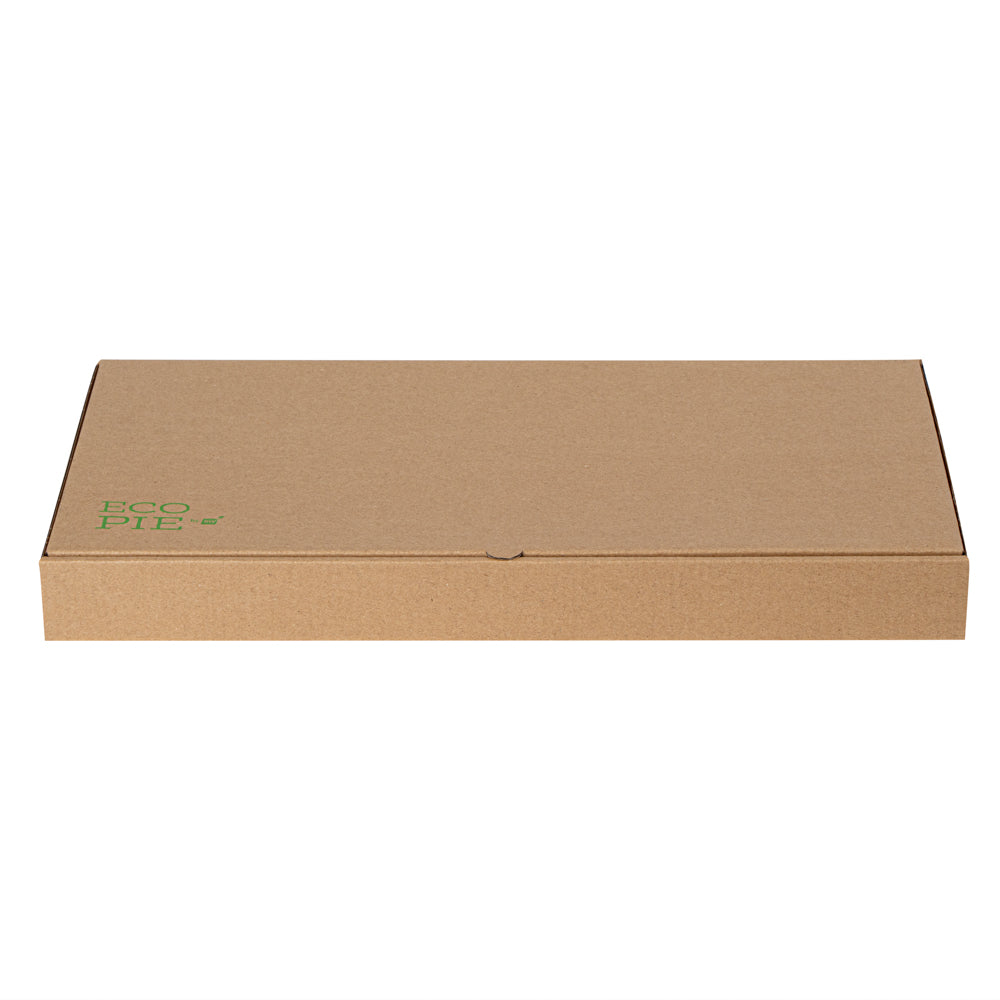 Eco Pie Kraft Paper Corrugated Flatbread Box - 16" x 8" x 1 1/2" - 50 count box