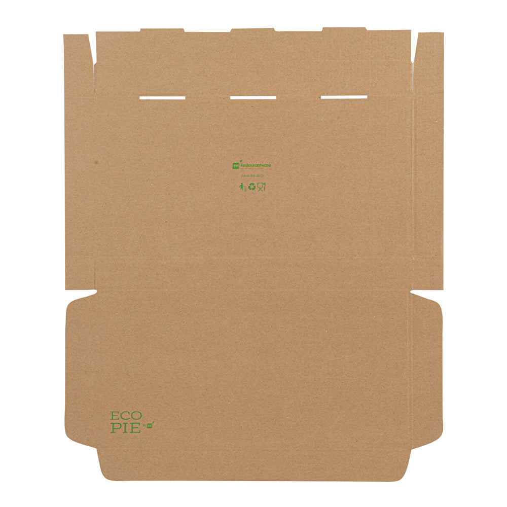 Eco Pie Kraft Paper Corrugated Flatbread Box - 16" x 8" x 1 1/2" - 50 count box