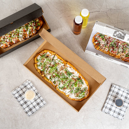 Eco Pie Kraft Paper Corrugated Flatbread Box - 16" x 8" x 1 1/2" - 50 count box