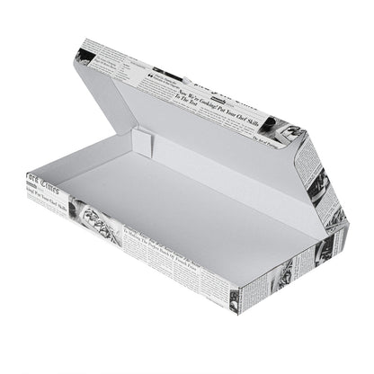 Eco Pie Newsprint and White Paper Corrugated Flatbread Box - 16" x 8" x 1 1/2" - 50 count box