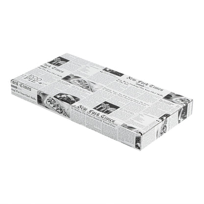 Eco Pie Newsprint and White Paper Corrugated Flatbread Box - 16" x 8" x 1 1/2" - 50 count box