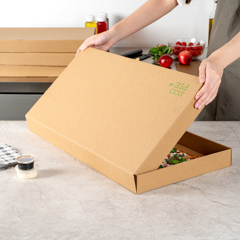 Eco Pie Kraft Paper Corrugated Flatbread Box - 24" x 8" x 2" - 50 count box