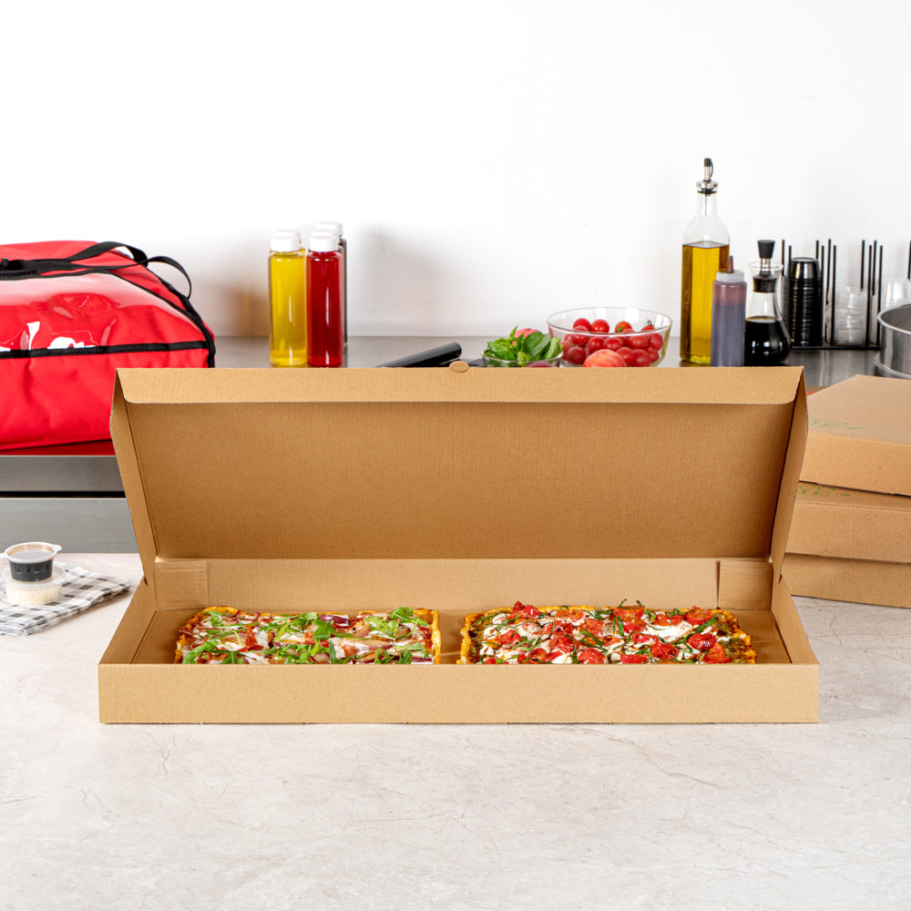 Eco Pie Kraft Paper Corrugated Flatbread Box - 24" x 8" x 2" - 50 count box