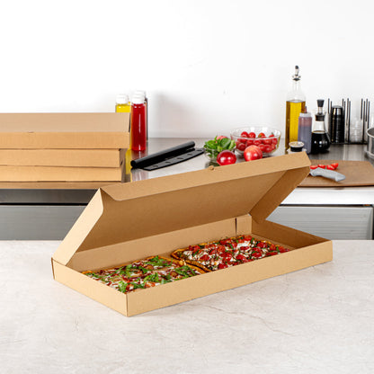 Eco Pie Kraft Paper Corrugated Flatbread Box - 24" x 8" x 2" - 50 count box
