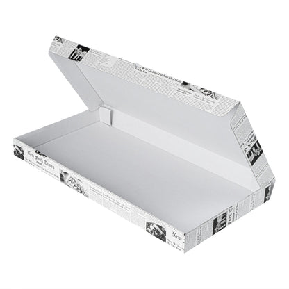 Eco Pie Newsprint and White Paper Corrugated Flatbread Box - 24" x 8" x 2" - 50 count box