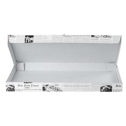 Eco Pie Newsprint and White Paper Corrugated Flatbread Box - 24" x 8" x 2" - 50 count box