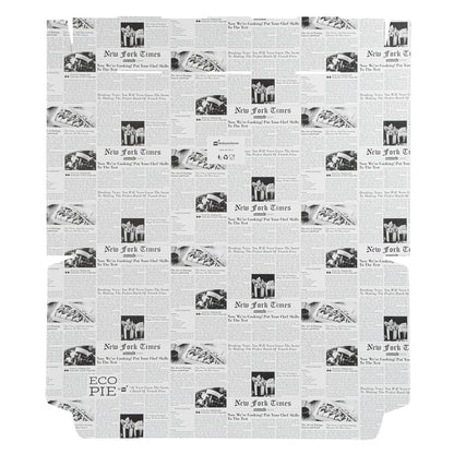 Eco Pie Newsprint and White Paper Corrugated Flatbread Box - 24" x 8" x 2" - 50 count box