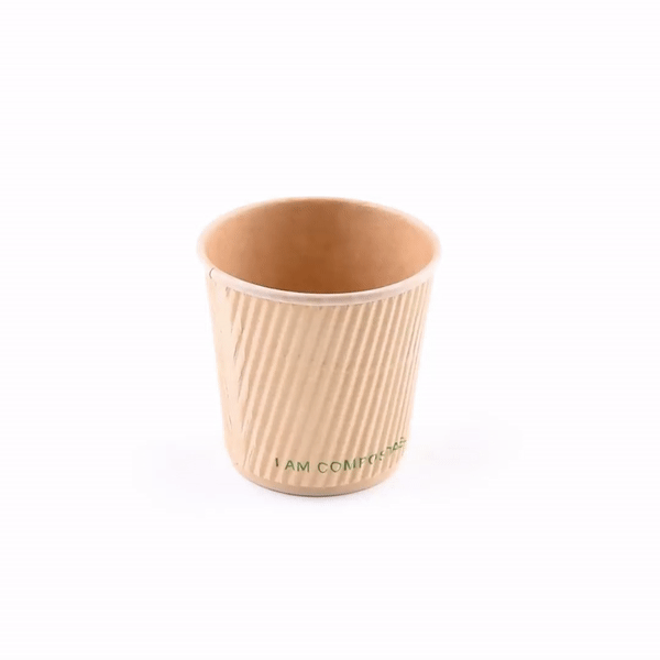 Sustain 4 oz Kraft Paper Coffee Cup - PLA Lining, Compostable, Ripple Wall - 2 1/2" x 2 1/2" x 2 1/4" - 25 count box