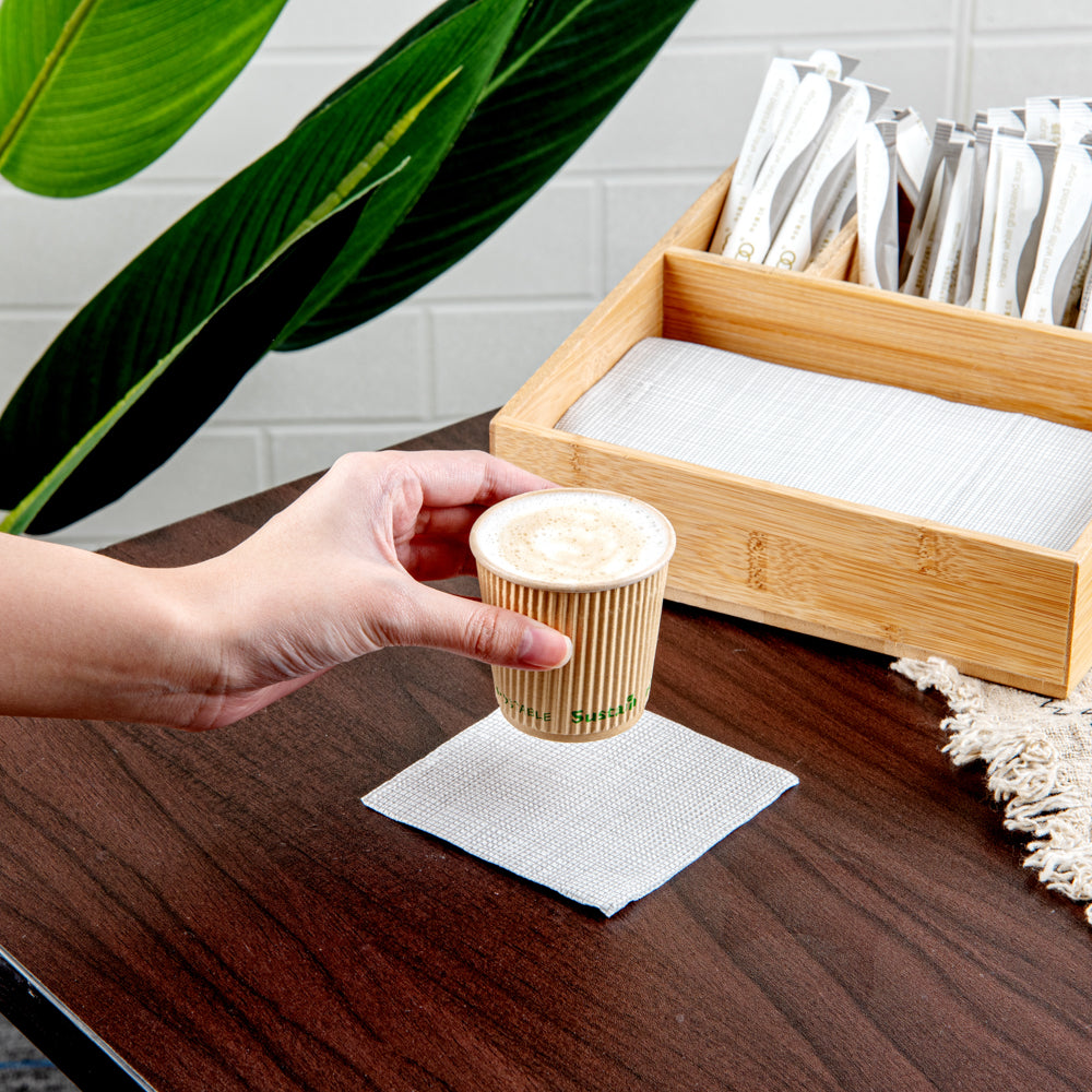 Sustain 4 oz Kraft Paper Coffee Cup - PLA Lining, Compostable, Ripple Wall - 2 1/2" x 2 1/2" x 2 1/4" - 25 count box