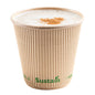 Sustain 8 oz Kraft Paper Coffee Cup - PLA Lining, Compostable, Ripple Wall - 3 1/2" x 3 1/2" x 3 1/2" - 25 count box