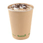 Sustain 12 oz Kraft Paper Coffee Cup - PLA Lining, Compostable, Ripple Wall - 3 1/2" x 3 1/2" x 4 1/4" - 25 count box