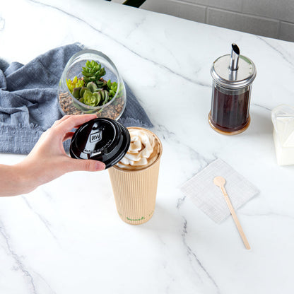 Sustain 20 oz Kraft Paper Coffee Cup - PLA Lining, Compostable, Ripple Wall - 3 1/2" x 3 1/2" x 6 1/4" - 10 count box