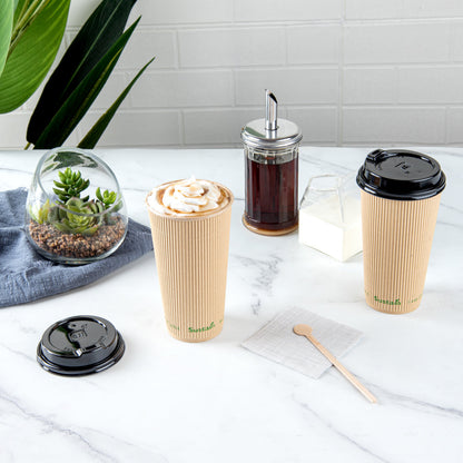 Sustain 20 oz Kraft Paper Coffee Cup - PLA Lining, Compostable, Ripple Wall - 3 1/2" x 3 1/2" x 6 1/4" - 250 count box
